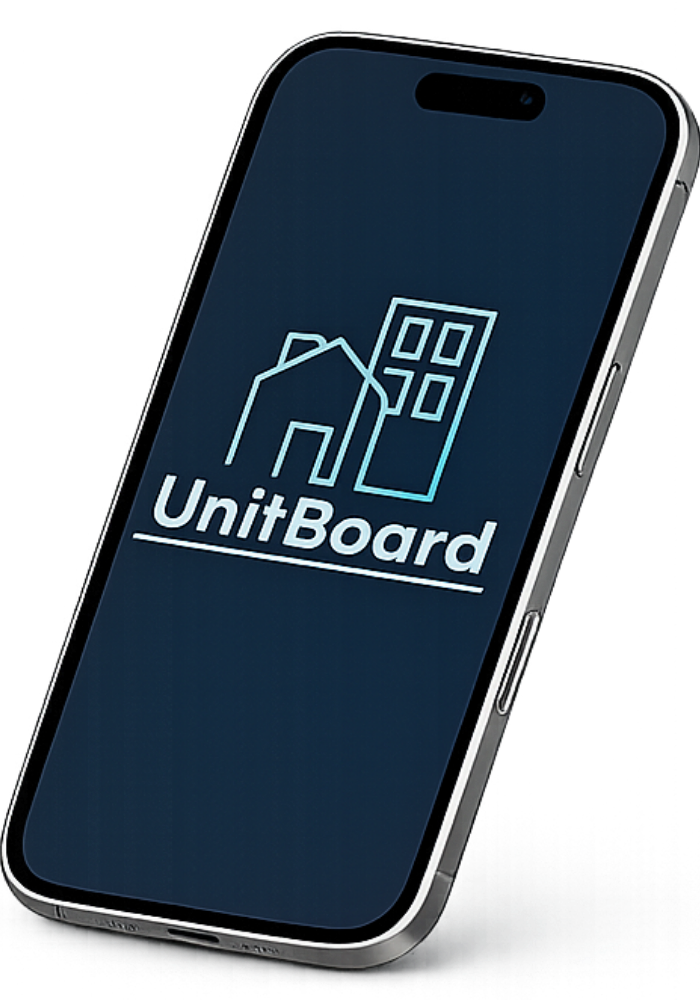 UnitBoard app vist på mobil
